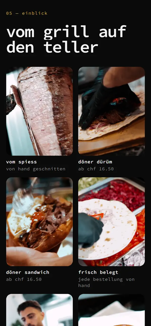 Abschnitt «vom grill auf den teller» von babasdoener.ch auf dem Handy