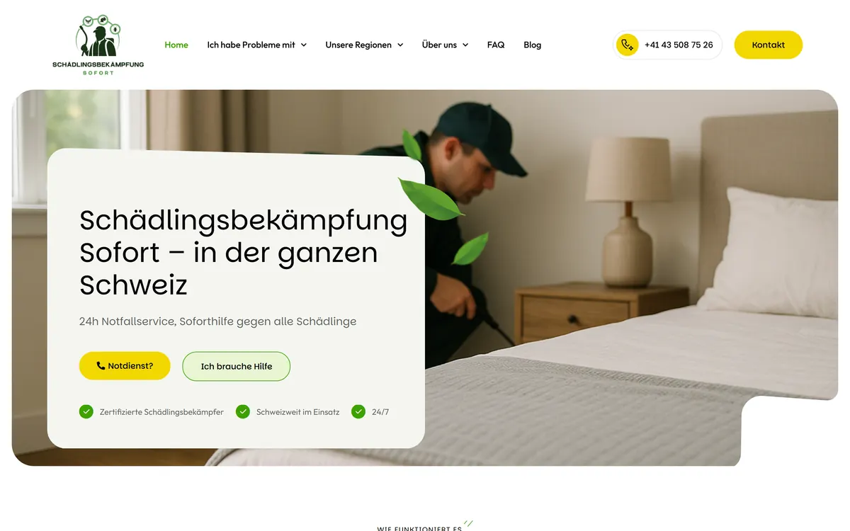 Startseite von schaedlingsbekaempfung-sofort.ch